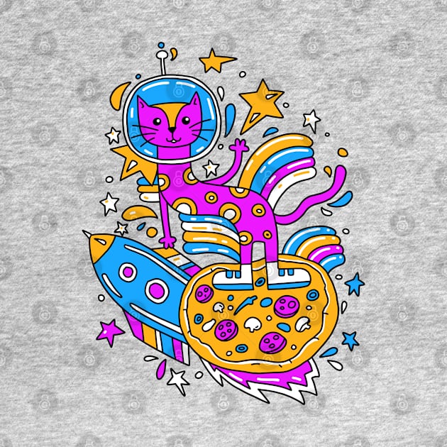 Cosmic cat on pizza moon by hyperactive